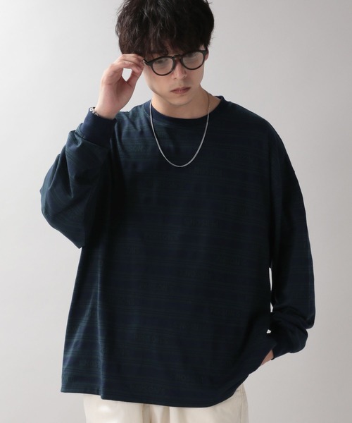 PERSON'S（パーソンズ）の「【PERSON'S】タイポボーダーロゴロンT（Tシャツ/カットソー・メンズ・ネイビー/グレー・MEDIUM/LARGE）」の2枚目の写真