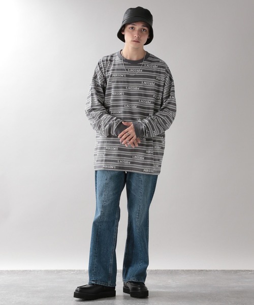 PERSON'S（パーソンズ）の「【PERSON'S】タイポボーダーロゴロンT（Tシャツ/カットソー・メンズ・ネイビー/グレー・MEDIUM/LARGE）」の8枚目の写真