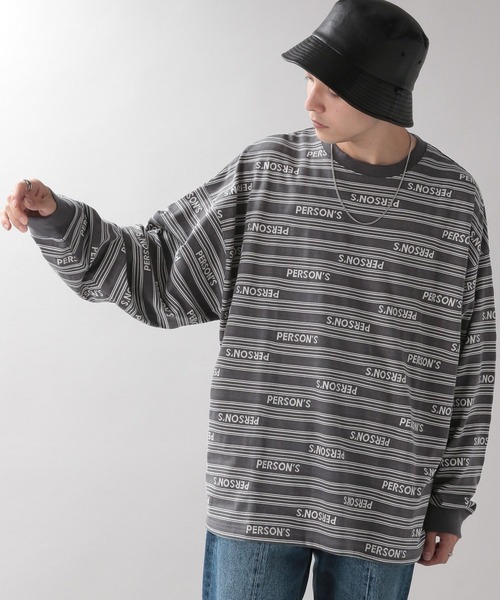 PERSON'S（パーソンズ）の「【PERSON'S】タイポボーダーロゴロンT（Tシャツ/カットソー・メンズ・ネイビー/グレー・MEDIUM/LARGE）」の9枚目の写真