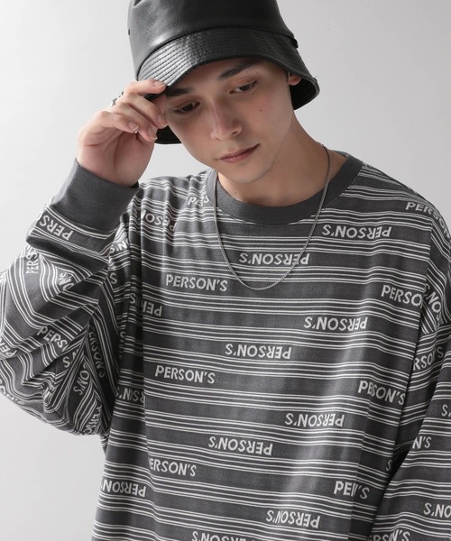 PERSON'S（パーソンズ）の「【PERSON'S】タイポボーダーロゴロンT（Tシャツ/カットソー・メンズ・ネイビー/グレー・MEDIUM/LARGE）」の10枚目の写真