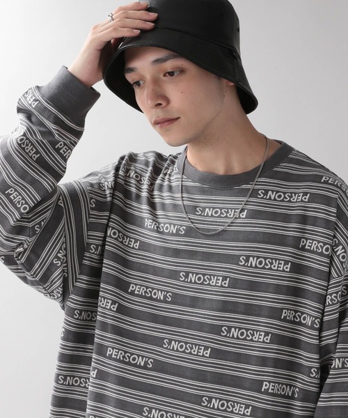 PERSON'S（パーソンズ）の「【PERSON'S】タイポボーダーロゴロンT（Tシャツ/カットソー・メンズ・ネイビー/グレー・MEDIUM/LARGE）」の11枚目の写真