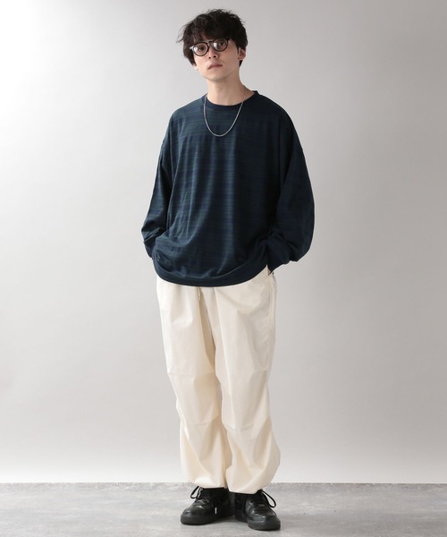 PERSON'S（パーソンズ）の「【PERSON'S】タイポボーダーロゴロンT（Tシャツ/カットソー・メンズ・ネイビー/グレー・MEDIUM/LARGE）」の14枚目の写真