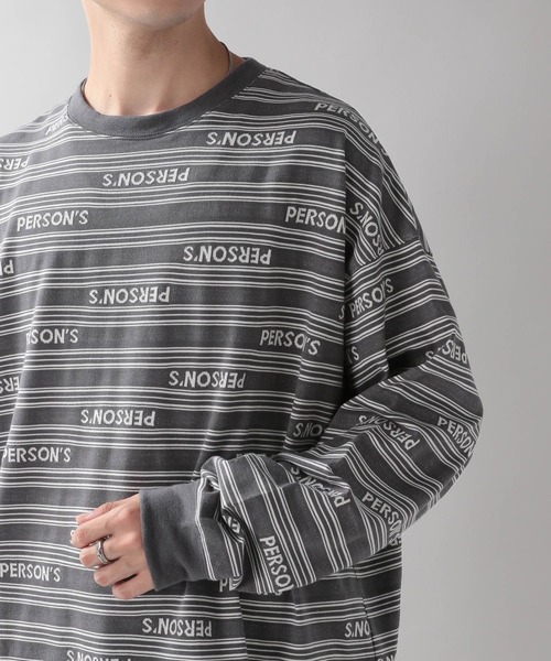 PERSON'S（パーソンズ）の「【PERSON'S】タイポボーダーロゴロンT（Tシャツ/カットソー・メンズ・ネイビー/グレー・MEDIUM/LARGE）」の3枚目の写真
