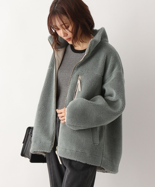 GLOBAL WORK（グローバルワーク）の「ボアスタンドブルゾン/295910（ブルゾン・レディース・グリーン/アイボリー/ベージュ・MEDIUM/LARGE）」の3枚目の写真