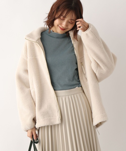 GLOBAL WORK（グローバルワーク）の「ボアスタンドブルゾン/295910（ブルゾン・レディース・グリーン/アイボリー/ベージュ・MEDIUM/LARGE）」の2枚目の写真