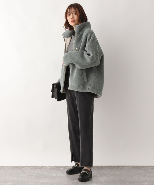 GLOBAL WORK（グローバルワーク）の「ボアスタンドブルゾン/295910（ブルゾン・レディース・グリーン/アイボリー/ベージュ・MEDIUM/LARGE）」の4枚目の写真