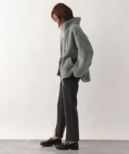 GLOBAL WORK（グローバルワーク）の「ボアスタンドブルゾン/295910（ブルゾン・レディース・グリーン/アイボリー/ベージュ・MEDIUM/LARGE）」の5枚目の写真