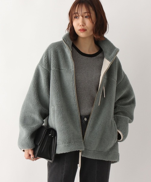 GLOBAL WORK（グローバルワーク）の「ボアスタンドブルゾン/295910（ブルゾン・レディース・グリーン/アイボリー/ベージュ・MEDIUM/LARGE）」の6枚目の写真