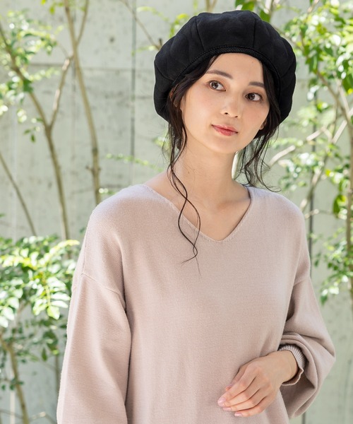 QUEENHEAD(クイーンヘッド)の「キルティングベレー帽(ハンチング/ベレー帽・レディース・ブラック/オリーブ/オートミール・FREE)」の6枚目の写真