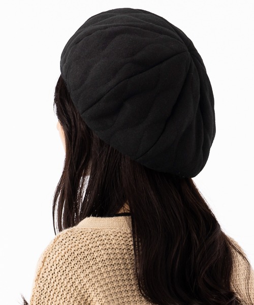 QUEENHEAD(クイーンヘッド)の「キルティングベレー帽(ハンチング/ベレー帽・レディース・ブラック/オリーブ/オートミール・FREE)」の8枚目の写真