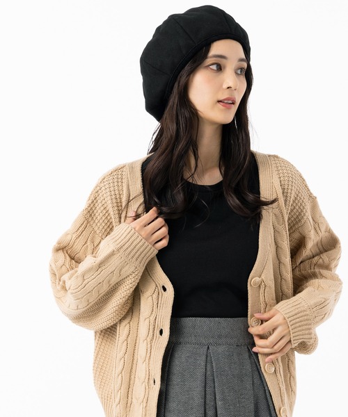 QUEENHEAD(クイーンヘッド)の「キルティングベレー帽(ハンチング/ベレー帽・レディース・ブラック/オリーブ/オートミール・FREE)」の9枚目の写真