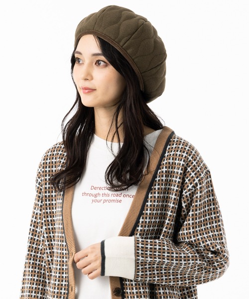 QUEENHEAD(クイーンヘッド)の「キルティングベレー帽(ハンチング/ベレー帽・レディース・ブラック/オリーブ/オートミール・FREE)」の20枚目の写真