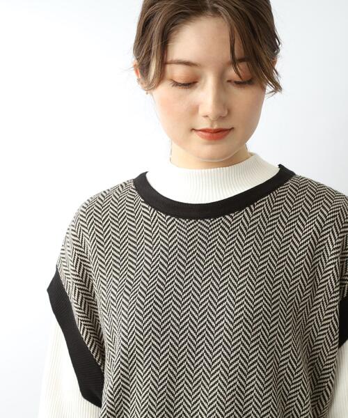 DRESKIP(ドレスキップ)の「◆【インナーを変えて長く活躍】ヘリンボーン ニットべスト(ベスト・レディース・ベージュ系その他2/ブラック系4/ダークブラウン系4・00)」の7枚目の写真