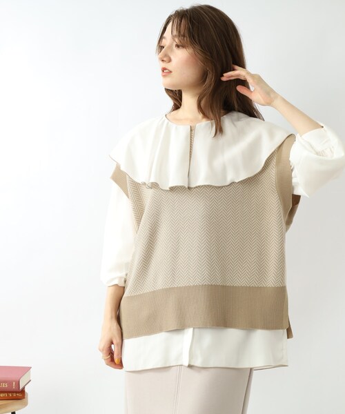 DRESKIP(ドレスキップ)の「◆【インナーを変えて長く活躍】ヘリンボーン ニットべスト(ベスト・レディース・ベージュ系その他2/ブラック系4/ダークブラウン系4・00)」の11枚目の写真