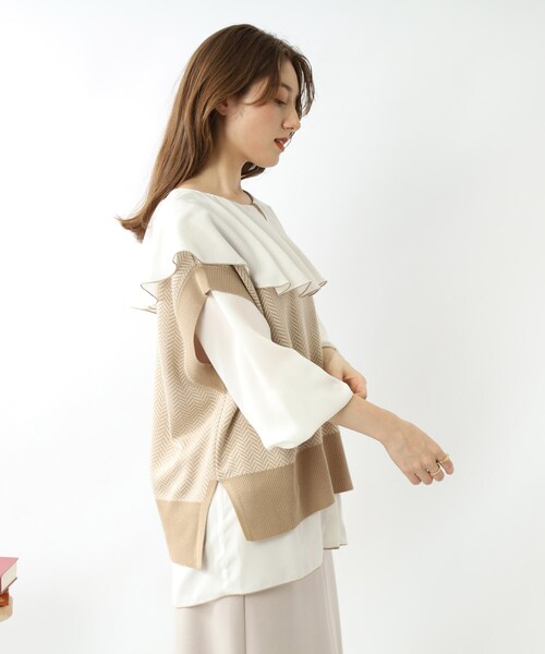 DRESKIP(ドレスキップ)の「◆【インナーを変えて長く活躍】ヘリンボーン ニットべスト(ベスト・レディース・ベージュ系その他2/ブラック系4/ダークブラウン系4・00)」の12枚目の写真