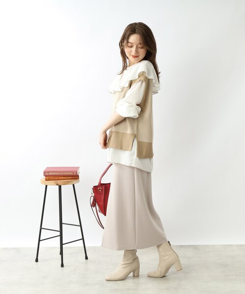 DRESKIP(ドレスキップ)の「◆【インナーを変えて長く活躍】ヘリンボーン ニットべスト(ベスト・レディース・ベージュ系その他2/ブラック系4/ダークブラウン系4・00)」の15枚目の写真