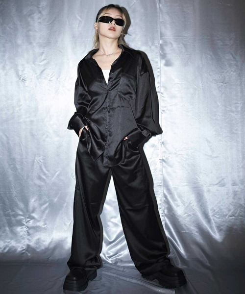 atmos pink(アトモスピンク)の「atmos pink サテンカラーパンツ / アトモスピンク サテンカラーパンツ(その他パンツ・レディース・ブラック/サックスブルー/カーキ・S/M)」の2枚目の写真