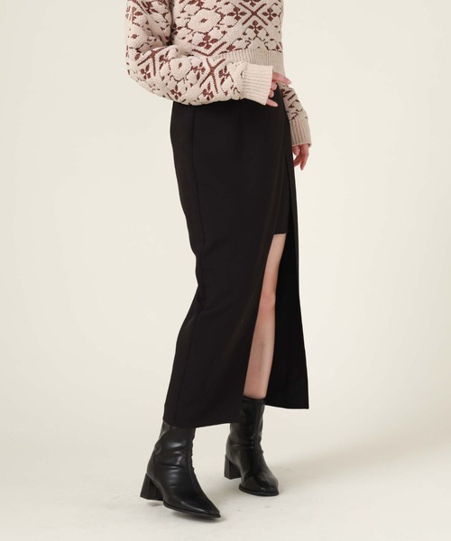 archives（アルシーヴ）の「アシメレイヤードスカート（スカート・レディース・ブラック/モカ/ベージュ・MEDIUM）」の2枚目の写真