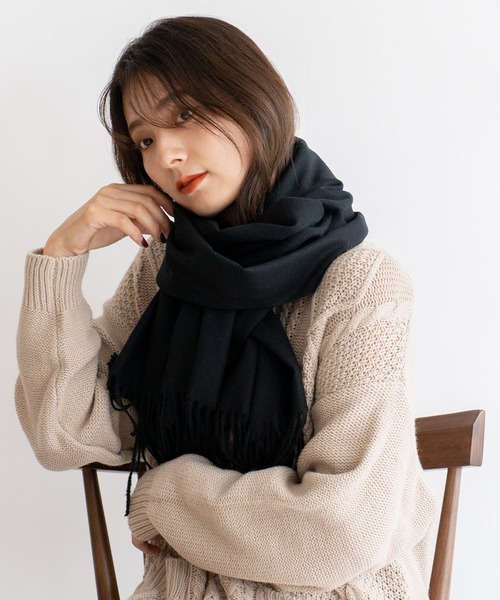 VitaFelice(ヴィータフェリーチェ)の「カシミヤタッチ大判ストール(ストール/ショール・レディース・ブラック/ベージュ/ピンク/イエロー/グレー/ライトグリーン・FREE)」の9枚目の写真