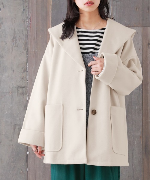 osharewalker（オシャレウォーカー）の「【廃盤】『ニットモッサセーラーカラージャケット』（その他アウター・レディース・ブラック/アイボリー/パープル/モカ・FREE）」の2枚目の写真