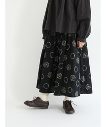 Samansa Mos2 | フロッキー花柄プリントギャザースカート(スカート)