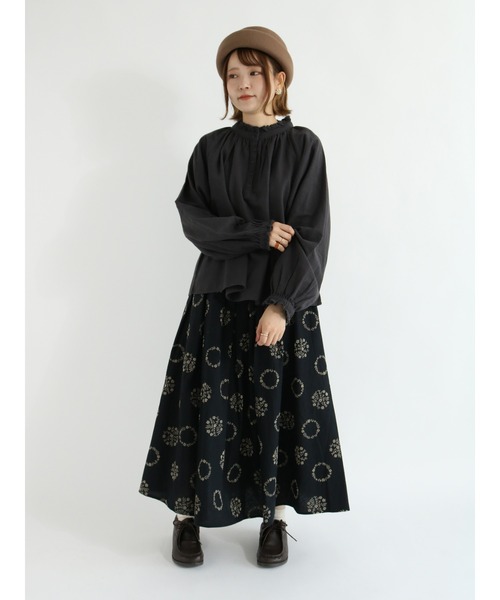 Samansa Mos2（サマンサ モスモス）の「フロッキー花柄プリントギャザースカート（スカート・レディース・ブルー/ブラック/ベージュ・ﾌﾘ-）」の10枚目の写真