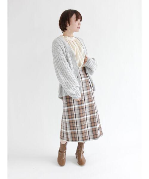 Te chichi TERRASSE(テチチテラス)の「チェックタイトスカート(スカート・レディース・ネイビー/グレー/モカ・フリ-)」の6枚目の写真