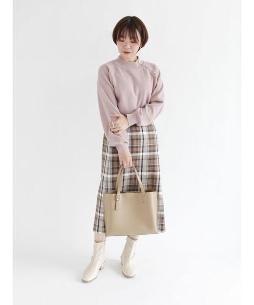 Te chichi TERRASSE(テチチテラス)の「チェックタイトスカート(スカート・レディース・ネイビー/グレー/モカ・フリ-)」の7枚目の写真