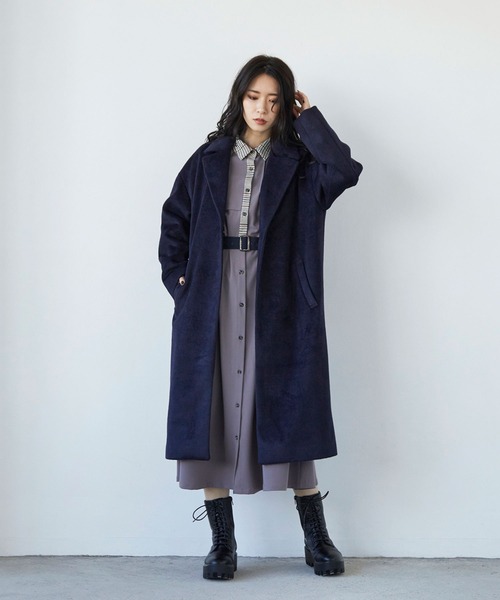 179/WG(イチナナキュウダブルジー)の「モッサ風ダブルフェイス テーラードコート(チェスターコート・レディース・グレー/ブラウン/ネイビー・MEDIUM)」の17枚目の写真