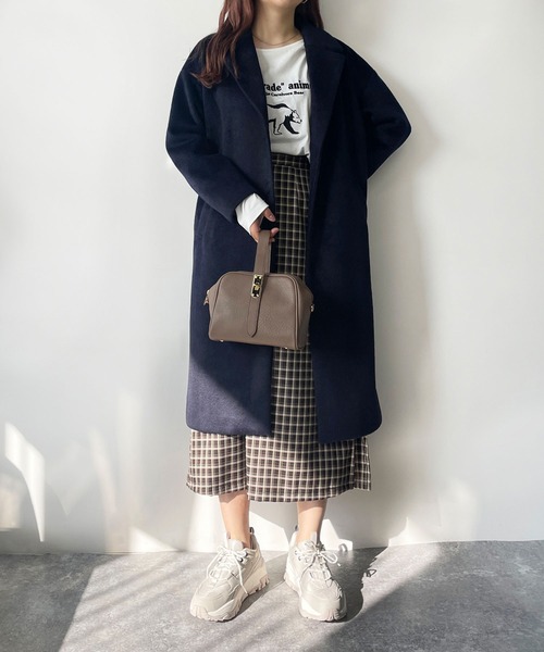 179/WG(イチナナキュウダブルジー)の「モッサ風ダブルフェイス テーラードコート(チェスターコート・レディース・グレー/ブラウン/ネイビー・MEDIUM)」の18枚目の写真