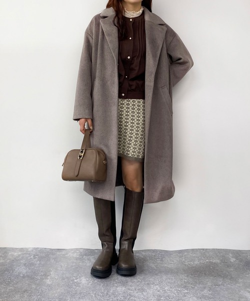 179/WG(イチナナキュウダブルジー)の「モッサ風ダブルフェイス テーラードコート(チェスターコート・レディース・グレー/ブラウン/ネイビー・MEDIUM)」の19枚目の写真