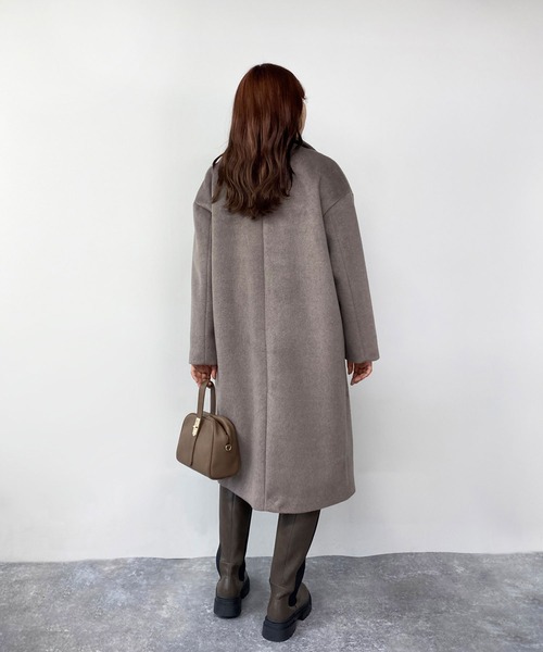 179/WG(イチナナキュウダブルジー)の「モッサ風ダブルフェイス テーラードコート(チェスターコート・レディース・グレー/ブラウン/ネイビー・MEDIUM)」の20枚目の写真