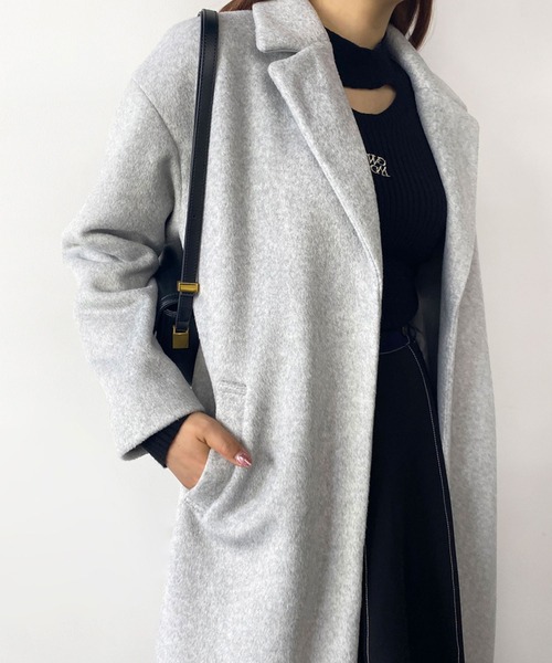 179/WG(イチナナキュウダブルジー)の「モッサ風ダブルフェイス テーラードコート(チェスターコート・レディース・グレー/ブラウン/ネイビー・MEDIUM)」の22枚目の写真