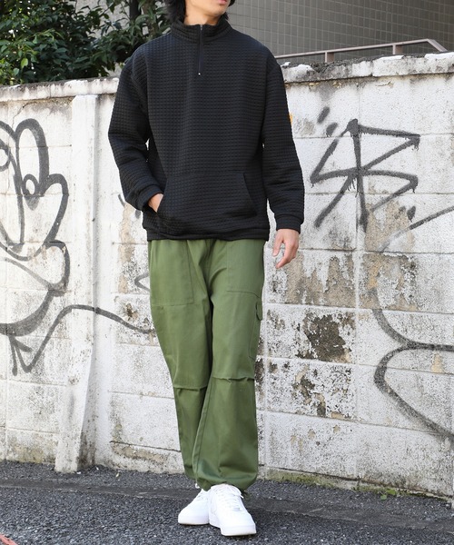 MAISON CLUB（メゾンクラブ）の「【MAISON CLUB】ハーフジップワッフルトップス SCCH110（Tシャツ/カットソー・メンズ・ブラック/グレー・FREE）」の3枚目の写真
