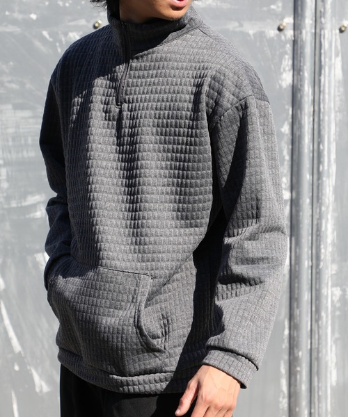 MAISON CLUB（メゾンクラブ）の「【MAISON CLUB】ハーフジップワッフルトップス SCCH110（Tシャツ/カットソー・メンズ・ブラック/グレー・FREE）」の12枚目の写真