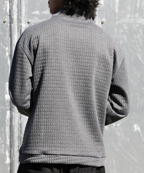 MAISON CLUB（メゾンクラブ）の「【MAISON CLUB】ハーフジップワッフルトップス SCCH110（Tシャツ/カットソー・メンズ・ブラック/グレー・FREE）」の14枚目の写真