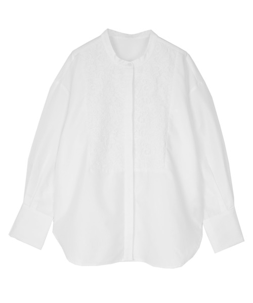 UR'S(ユアーズ)の「レースブザムバンドカラーシャツ(シャツ/ブラウス・レディース・ブラック/ホワイト・M/L/S)」の3枚目の写真