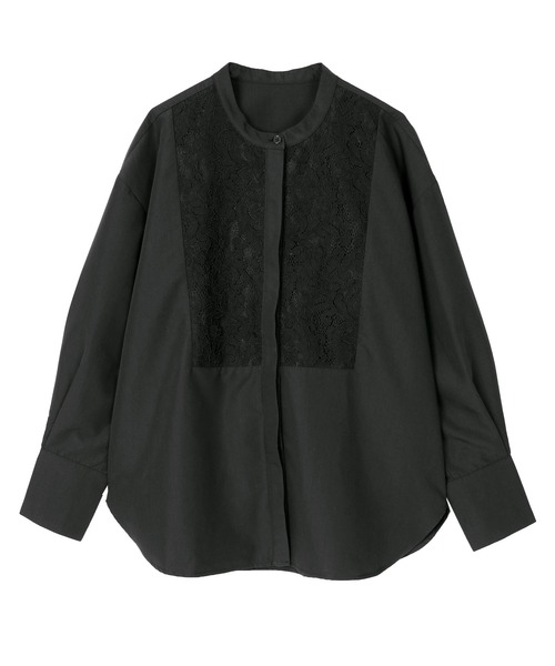 UR'S(ユアーズ)の「レースブザムバンドカラーシャツ(シャツ/ブラウス・レディース・ブラック/ホワイト・M/L/S)」の4枚目の写真