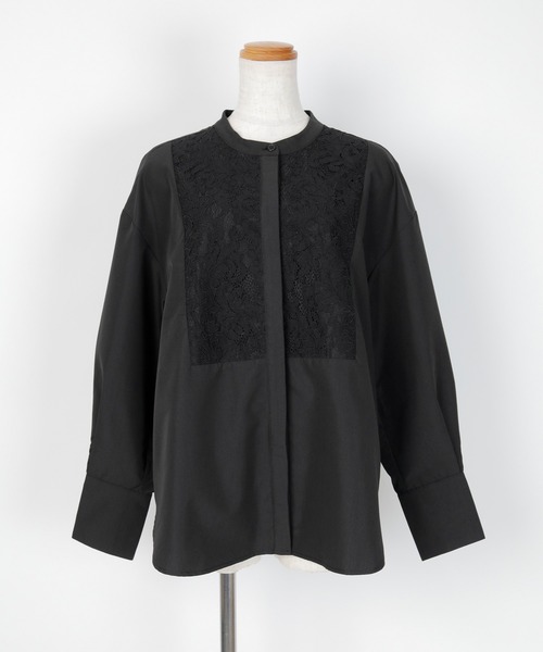 UR'S(ユアーズ)の「レースブザムバンドカラーシャツ(シャツ/ブラウス・レディース・ブラック/ホワイト・M/L/S)」の11枚目の写真
