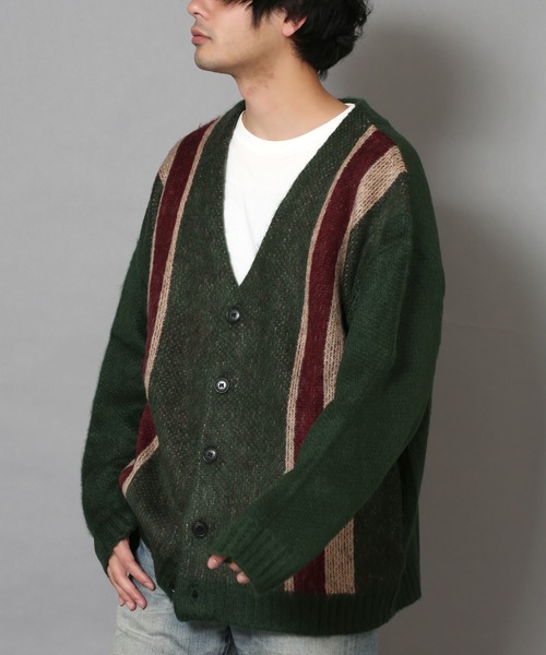 CERCA(チェルカ)の「bling leads/モヘアタッチパネル柄V/Nカーデ(カーディガン/ボレロ・メンズ・ネイビー/ブラック/グリーン・FREE)」の3枚目の写真