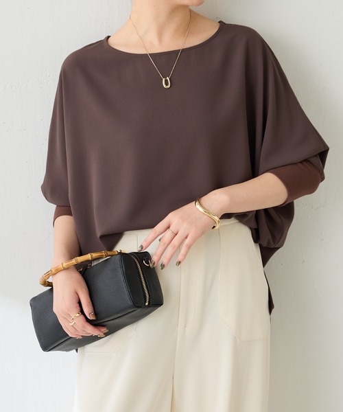 ジャージ袖リブTブラウス/セットアップ可/WEB限定カラー展開（シャツ