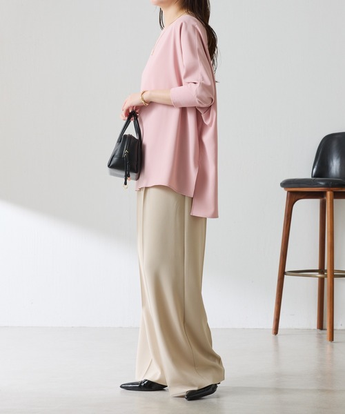 セール】ジャージ袖リブTブラウス/セットアップ可/WEB限定カラー展開