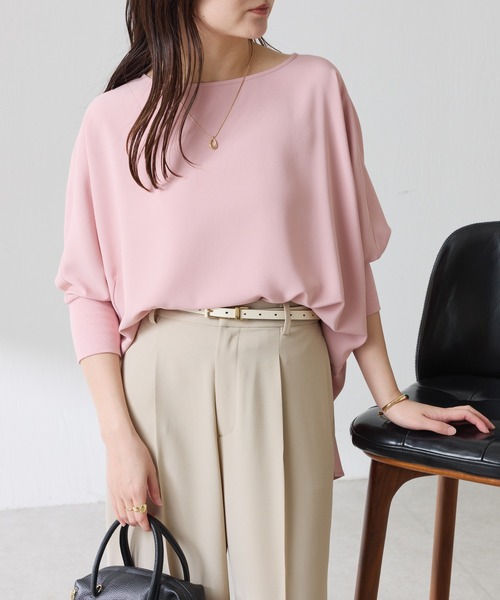 セール】ジャージ袖リブTブラウス/セットアップ可/WEB限定カラー展開