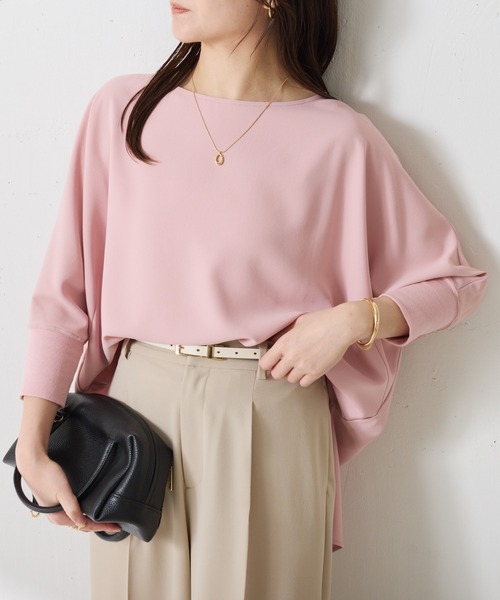 ジャージ袖リブTブラウス/セットアップ可/WEB限定カラー展開（シャツ