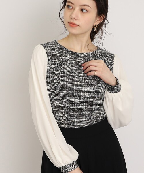 DRESKIP（ドレスキップ）の「◆カットツィ－ド袖シフォンプルオーバー（Tシャツ/カットソー・レディース・ホワイト系6/ブラック系3/ブラック・04/02/03）」の3枚目の写真