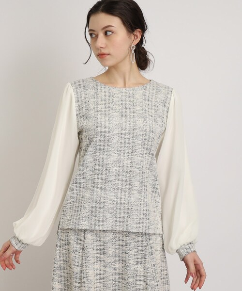 DRESKIP（ドレスキップ）の「◆カットツィ－ド袖シフォンプルオーバー（Tシャツ/カットソー・レディース・ホワイト系6/ブラック系3/ブラック・04/02/03）」の4枚目の写真