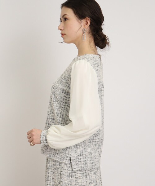 DRESKIP（ドレスキップ）の「◆カットツィ－ド袖シフォンプルオーバー（Tシャツ/カットソー・レディース・ホワイト系6/ブラック系3/ブラック・04/02/03）」の5枚目の写真