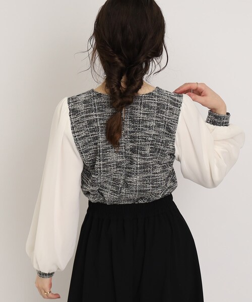 DRESKIP（ドレスキップ）の「◆カットツィ－ド袖シフォンプルオーバー（Tシャツ/カットソー・レディース・ホワイト系6/ブラック系3/ブラック・04/02/03）」の13枚目の写真