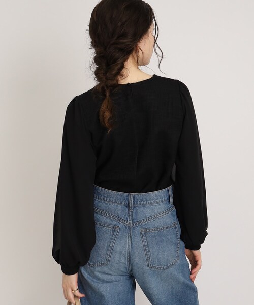 DRESKIP（ドレスキップ）の「◆カットツィ－ド袖シフォンプルオーバー（Tシャツ/カットソー・レディース・ホワイト系6/ブラック系3/ブラック・04/02/03）」の21枚目の写真