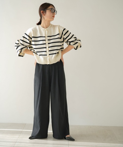 rectangle（レクタングル）の「パールボタンボーダーニットカーディガン（カーディガン/ボレロ・レディース・アイボリー/イエロー・FREE）」の19枚目の写真